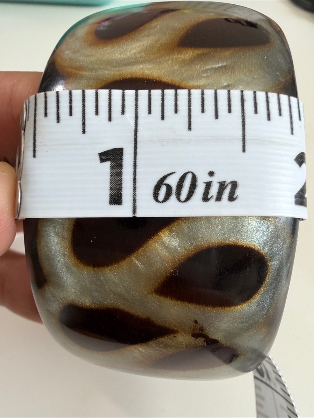 Wide Leopard Print Bangle Bracelet - Brown & Cream - Picture 3 of 3